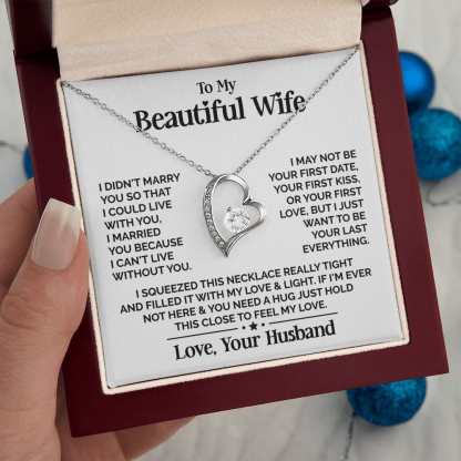 Heart Necklace with "To My Beautiful Wife" Message - Available in Standard and Luxury Box Options, Valentine’s Day Gifts for Wife | Jessemade
