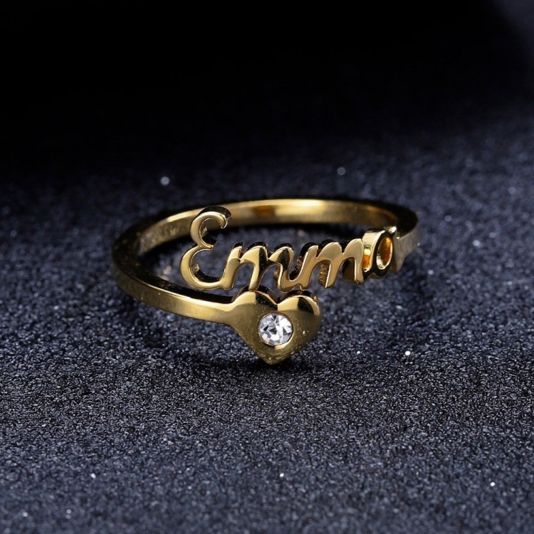 Personalized Heart Ring With Birthstone Custom 1 Name Ring Gifts For Her