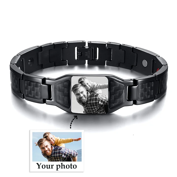 Personalized 2 Photos &1 Text Gift Set Custom Wallet & Bracelet & Pen Gift Box Set Father’s Day Gifts