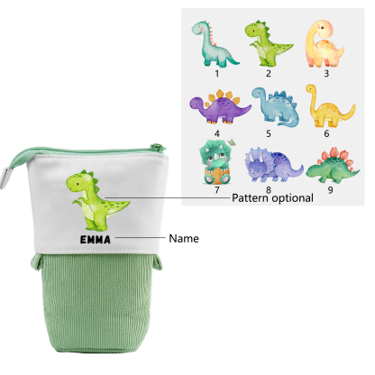 Back to School Gift Set - Personalized Gift Customized Name and Date Enamel Mug & Dinosaur Pencil Pouch & Dinosaur Bracelet Set - Gift for Kids