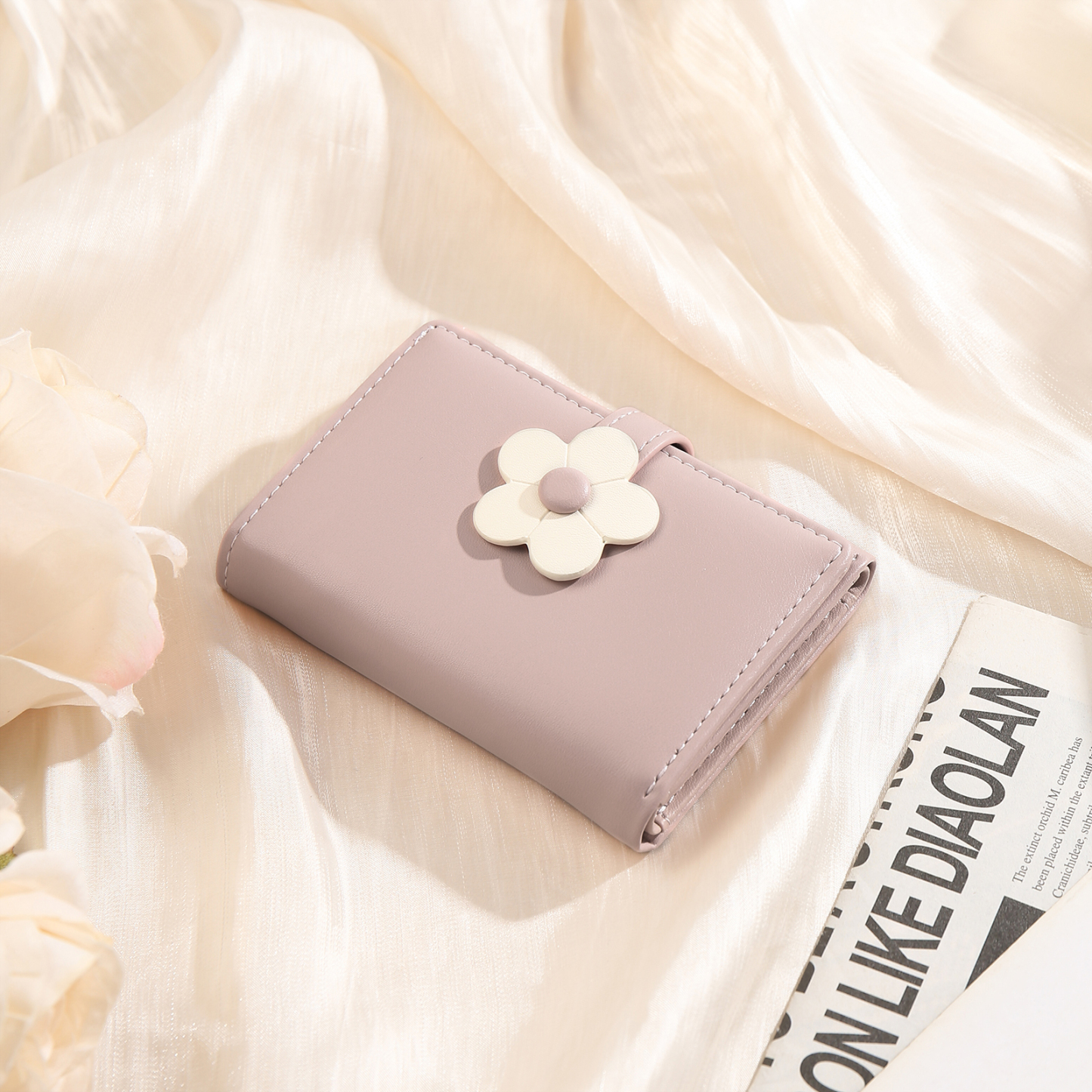 Women's Personalized Photo PU Leather Flower Wallet Coin Purse Four Colors Available Gift for Her