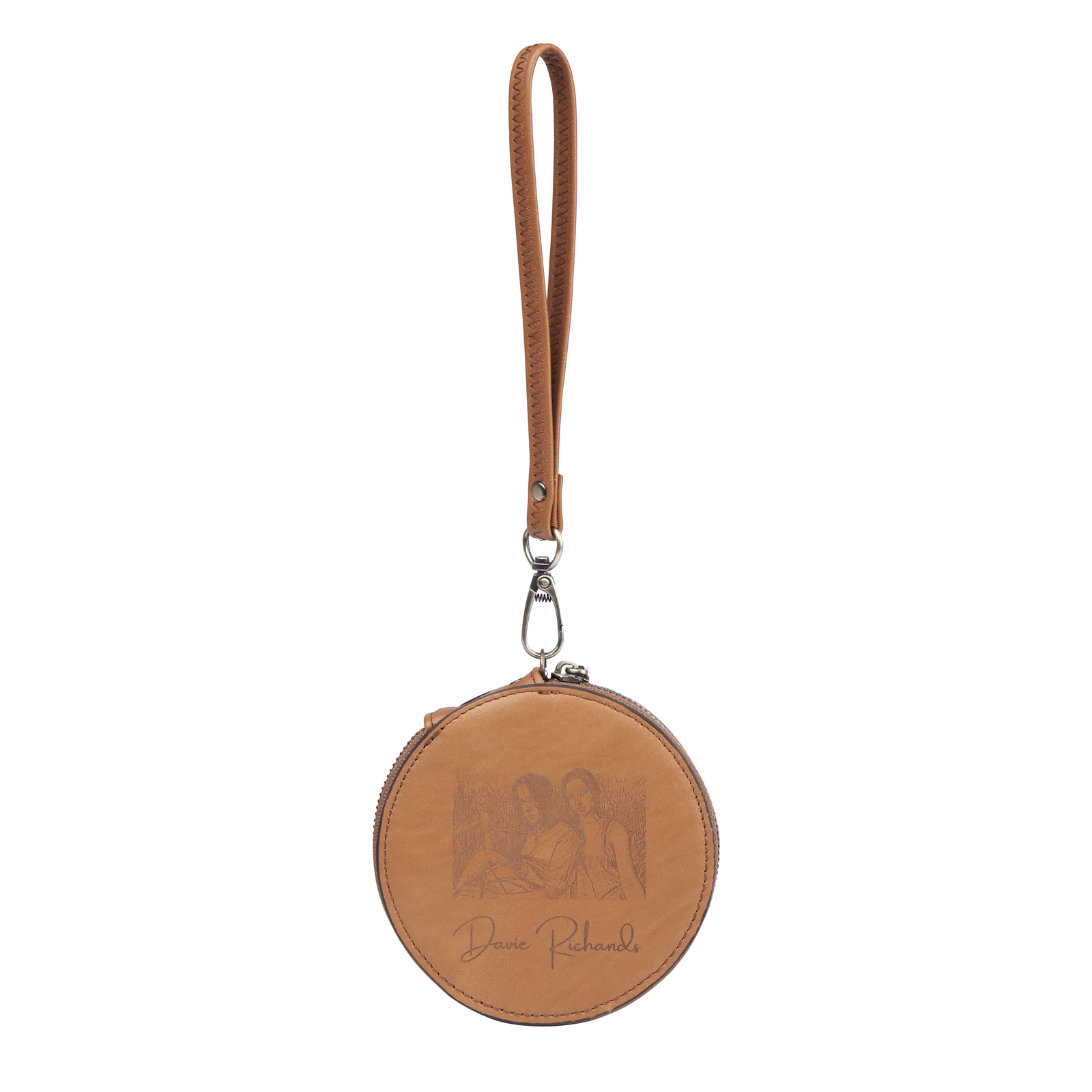 Personalized Photo Quality Leather Round Zipper Wallet Custom Text Wallet Gift for Her