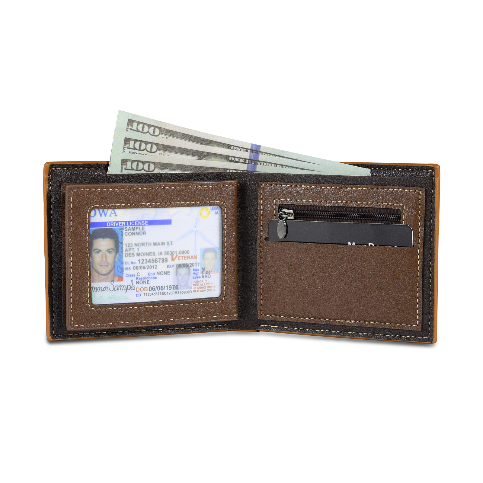 7 Names - Personalized Photo Custom Leather Men's Wallet as a Father's Day Gift for Dad