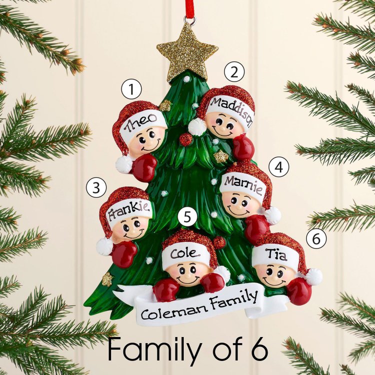 Family Christmas Ornament Custom 5 Names Hanging Ornament Gifts For Family