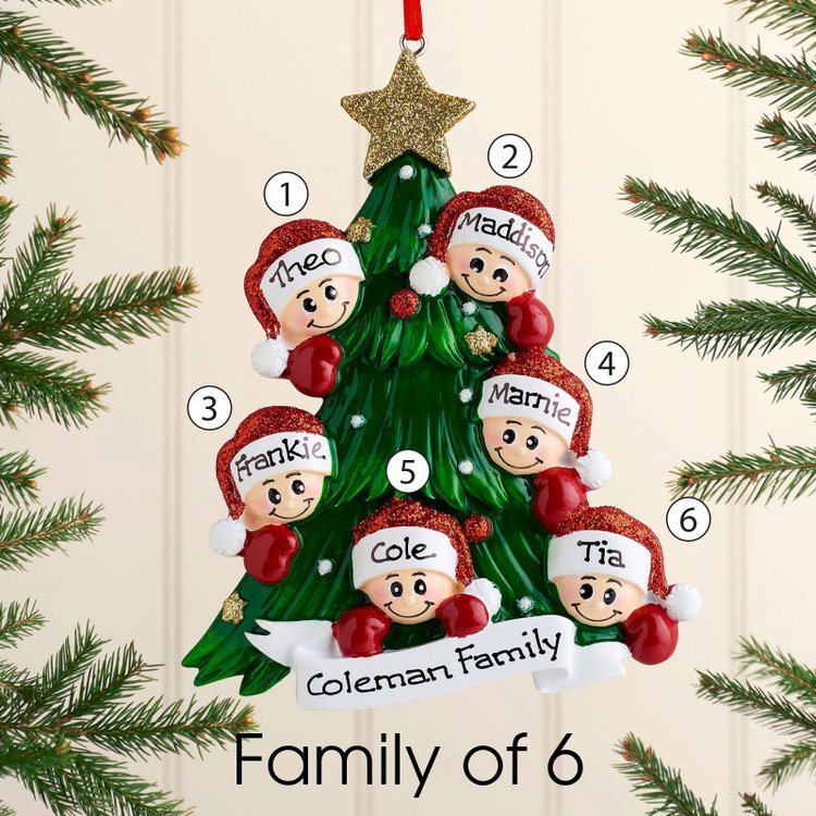 Family Christmas Ornament Custom 5 Names Hanging Ornament Gifts For Family