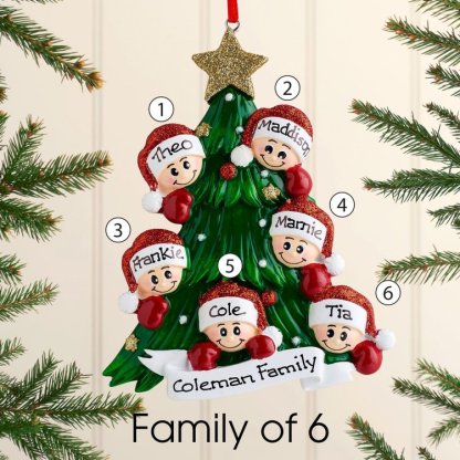Family Christmas Ornament Custom 5 Names Hanging Ornament Gifts For Family