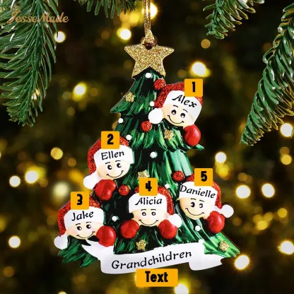 Family Christmas Ornament Custom 5 Names Hanging Ornament Gifts For Family