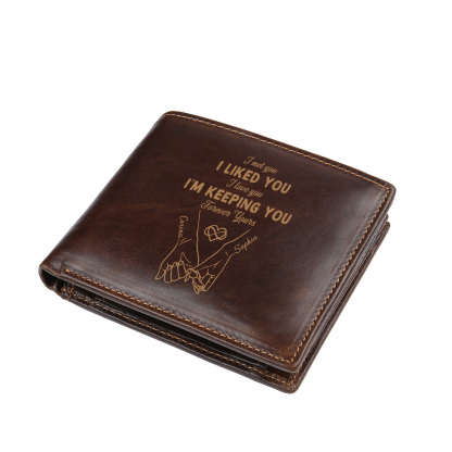 Personalized Engraved Photo Genuine Leather Wallet for Men Pinky Promise