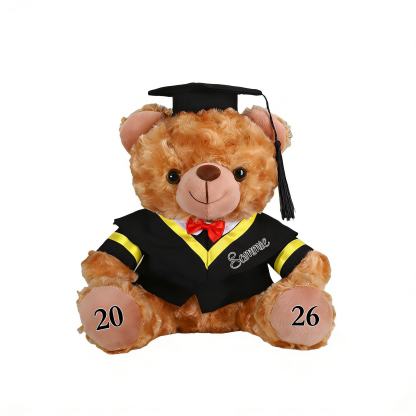 Personalized 2026 Graduation Gifts for Her/Him - Plush Graduation Teddy Bear With Cap & Custom School Badge & Degree Title 
