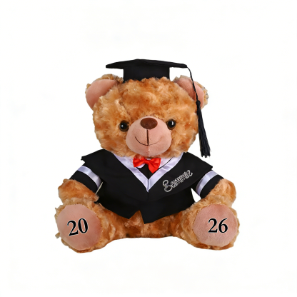 Personalized 2026 Graduation Gifts for Her/Him - Plush Graduation Teddy Bear With Cap & Custom School Badge & Degree Title 
