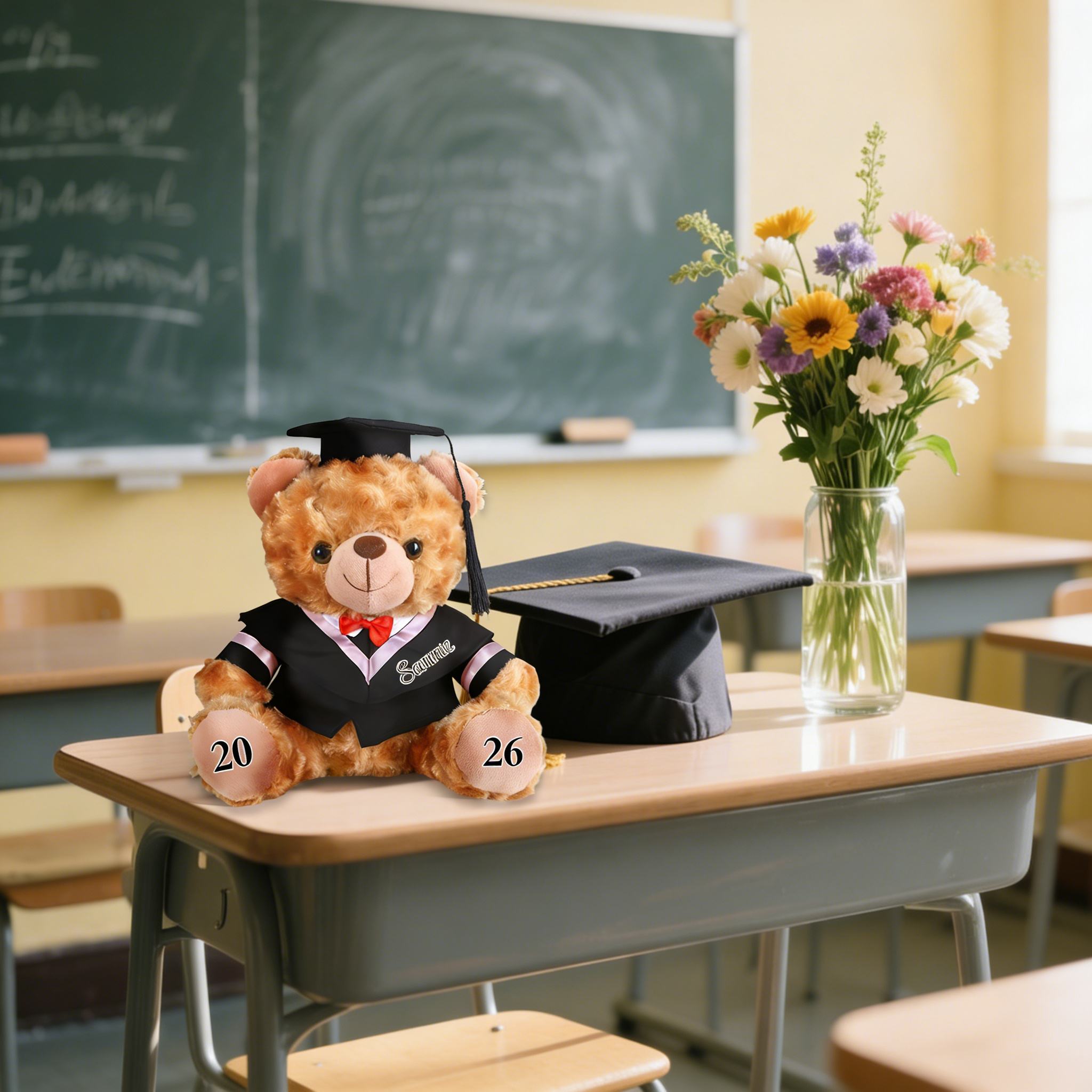 Personalized 2026 Graduation Gifts for Her/Him - Plush Graduation Teddy Bear With Cap & Custom School Badge & Degree Title 