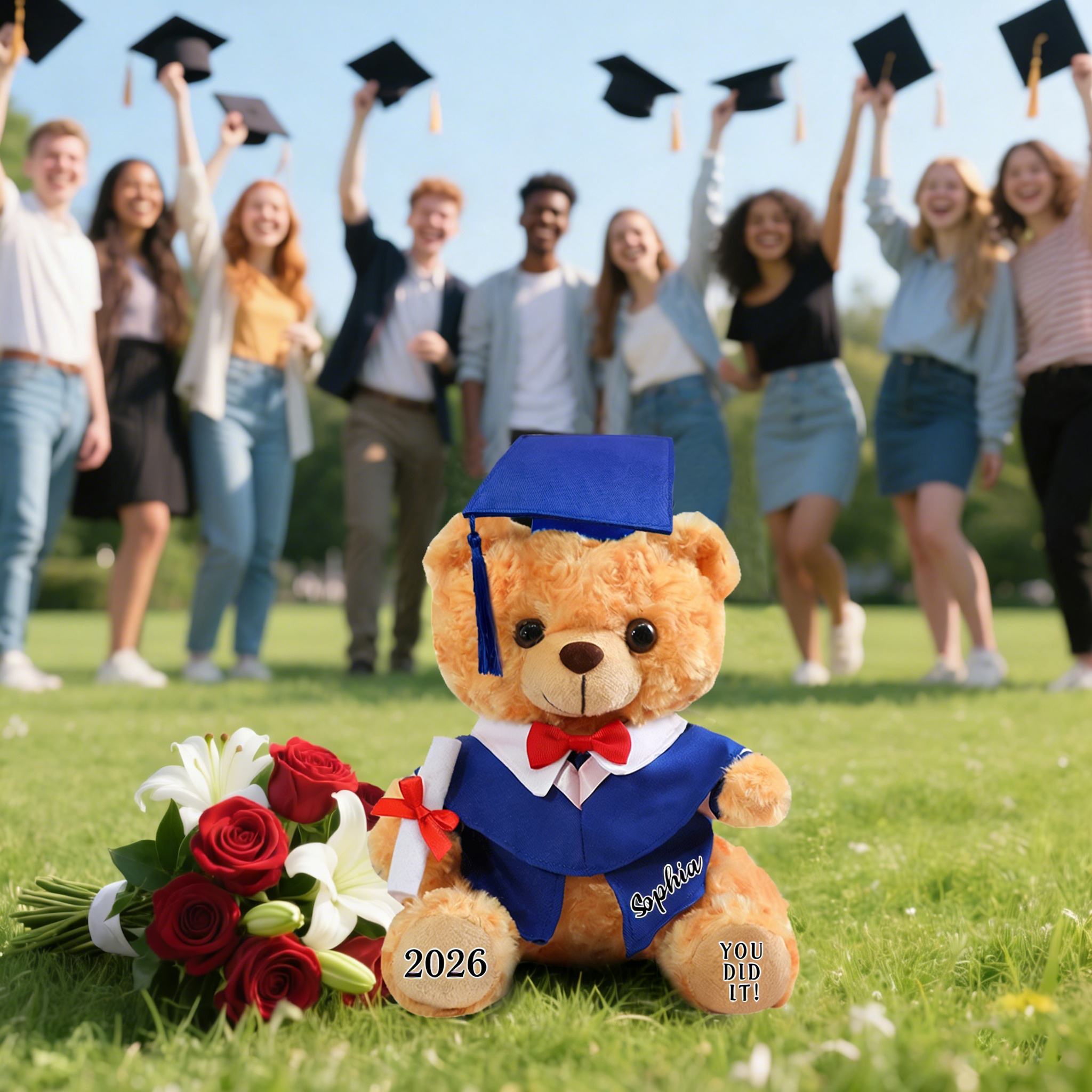 Graduation Teddy Bear Gift Style 2– Personalized Soft Plush Doll for 2026 Graduates