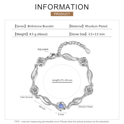 1 Name-Personalized Rose Bracelet With 1 Birthstone Set With Gift Box Custom Names Bracelet Gift For Women