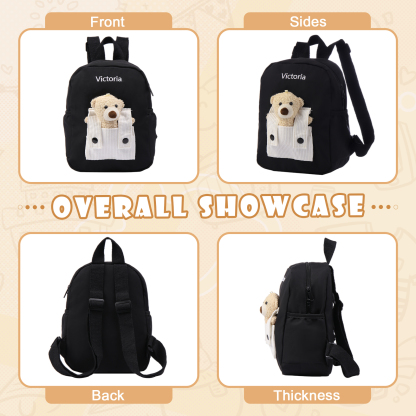 Personalized Bear Style School Bag Customized Name Canvas Kids Backpack Back to School Gift