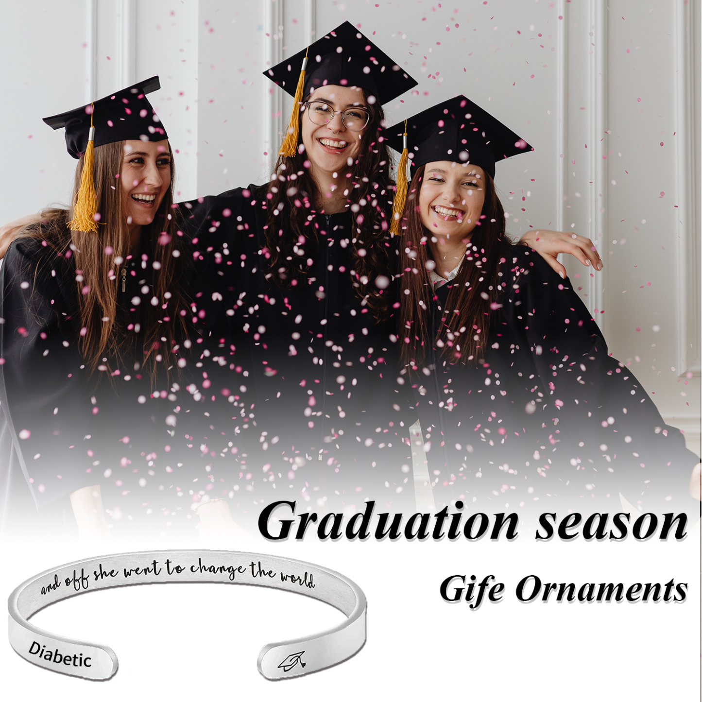 Customized 2024 Graduation Bangle Bracelet Engraved Names Class of 2022 Keepsake for Her