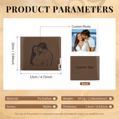 Personalized Leather Wallet Engraved Photo Folding Wallet Short Purse Love Gifts For Him