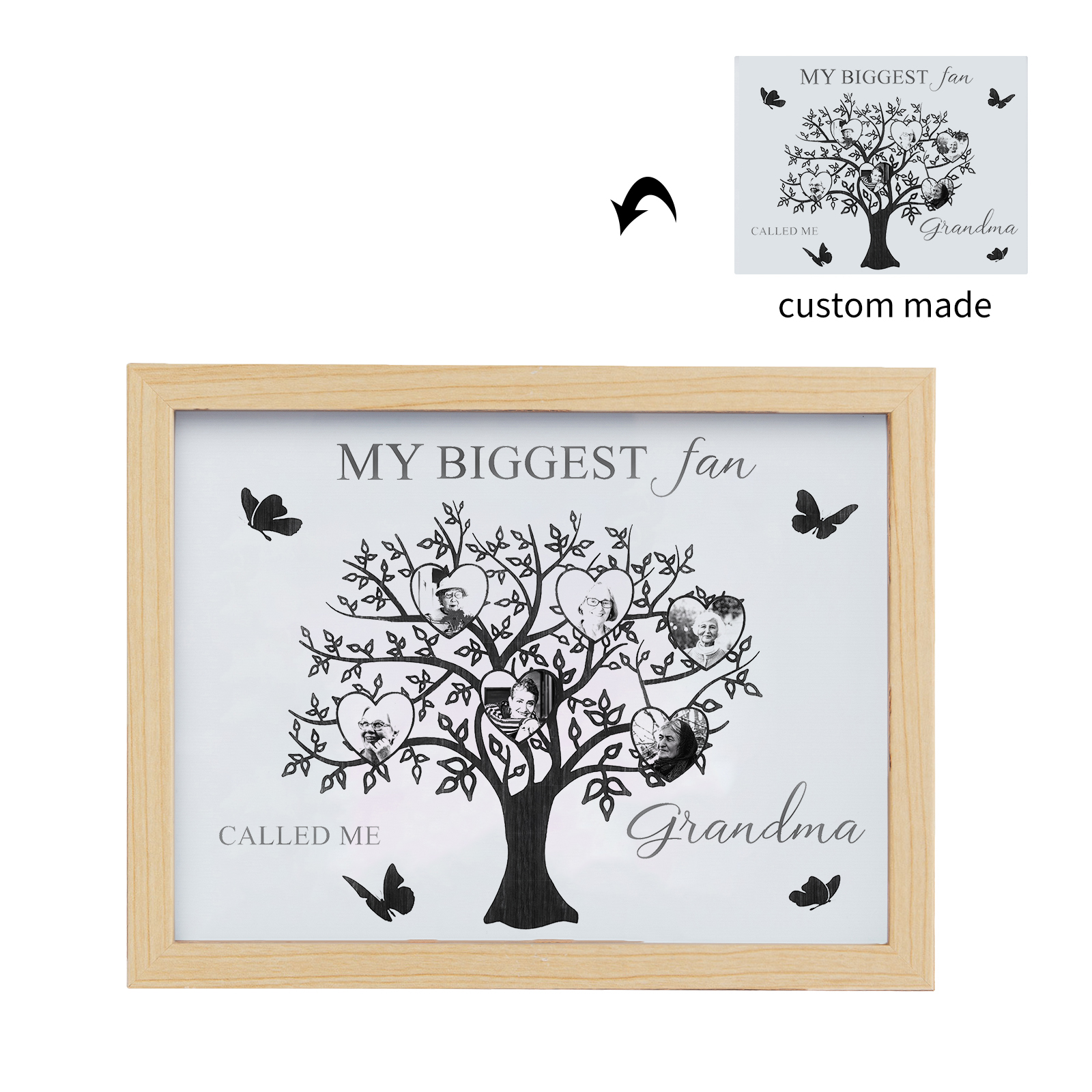 6 Photos-Personalized Family Color Or Black And White Frame Custom 6 Photos And Text LED Night Light