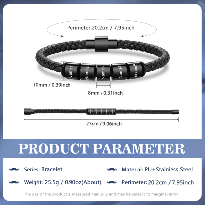 Personalized Men's Bead Bracelet with Custom 5 Names Personalized Gift for Him | Jessmade 