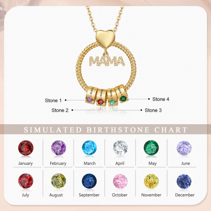 4 Names-Personalized Mom Necklace Set With  Premium Custom Necklace With 4 Birthstones Engraved Names Gift For Mom