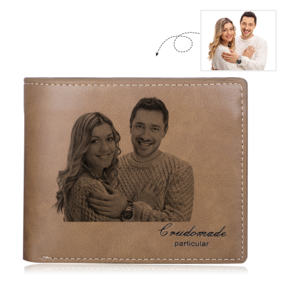 Personalized Leather Wallet Engraved Photo Short Purse Gifts For Men