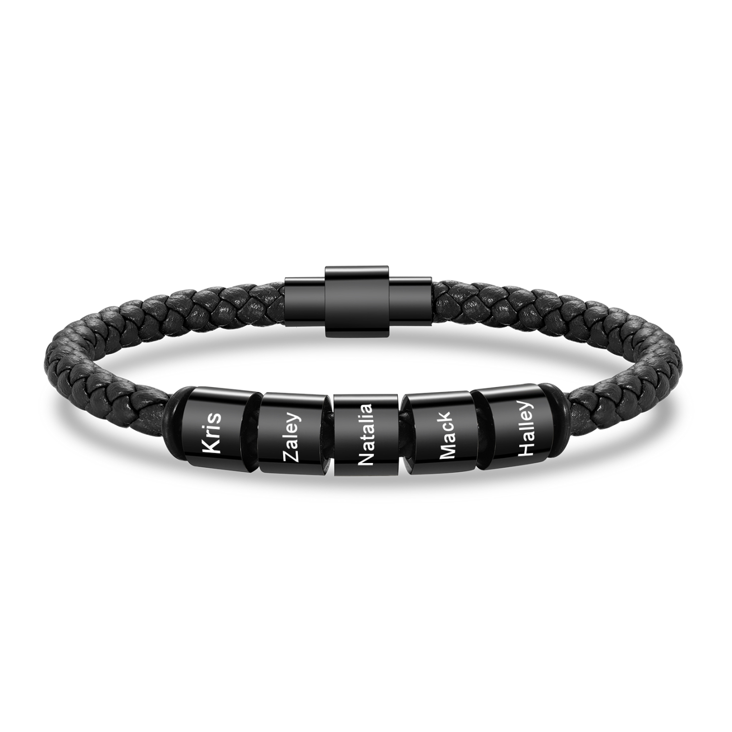 Personalized Men's Bead Bracelet with Custom 5 Names Personalized Gift