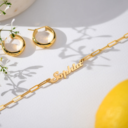 Personalized Chain Link Necklace Custom 1 Name Necklace Gift For Women