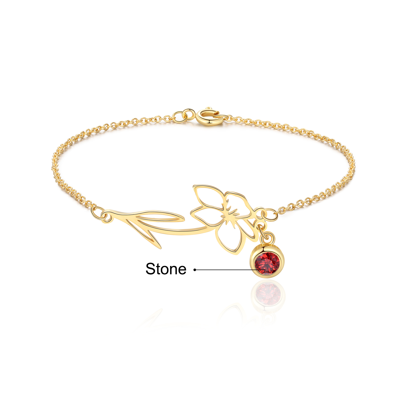Personalized Birthflower Bracelet With 1 Birthstone Gift For Women | Jessemade
