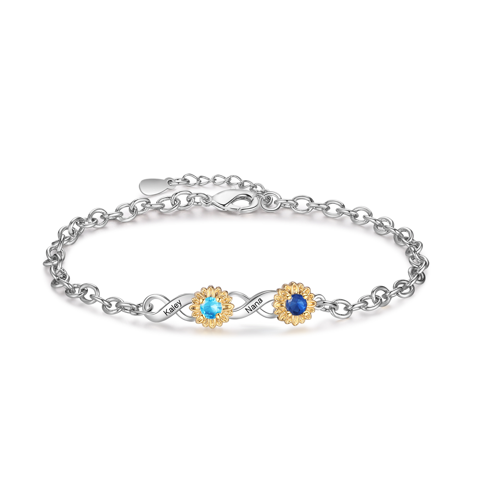 2-4 Birthstones & Names - Personalized Birthstone Beautiful Bracelet Gift for Her