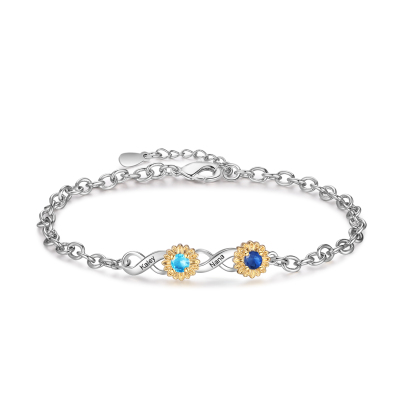 2-4 Birthstones & Names - Personalized Birthstone Beautiful Bracelet Gift for Her