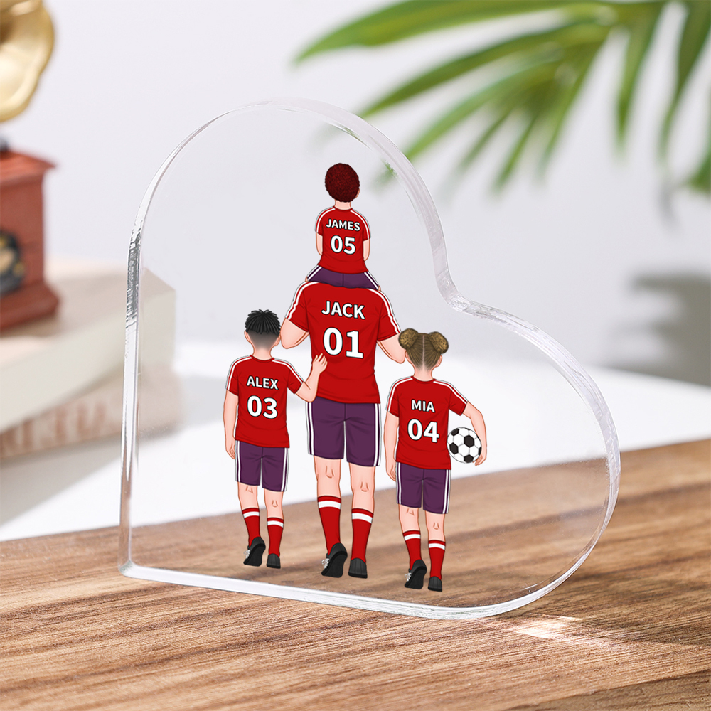 Custom football family Acrylic Heart Keepsake Custom Style Acrylic Plaque Ornaments Gifts For Father's Day