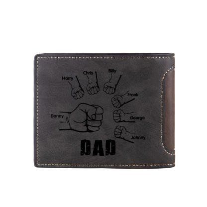 7 Names - Personalized Photo Custom Leather Men's Folding Wallet as a Father's Day Gift for Dad