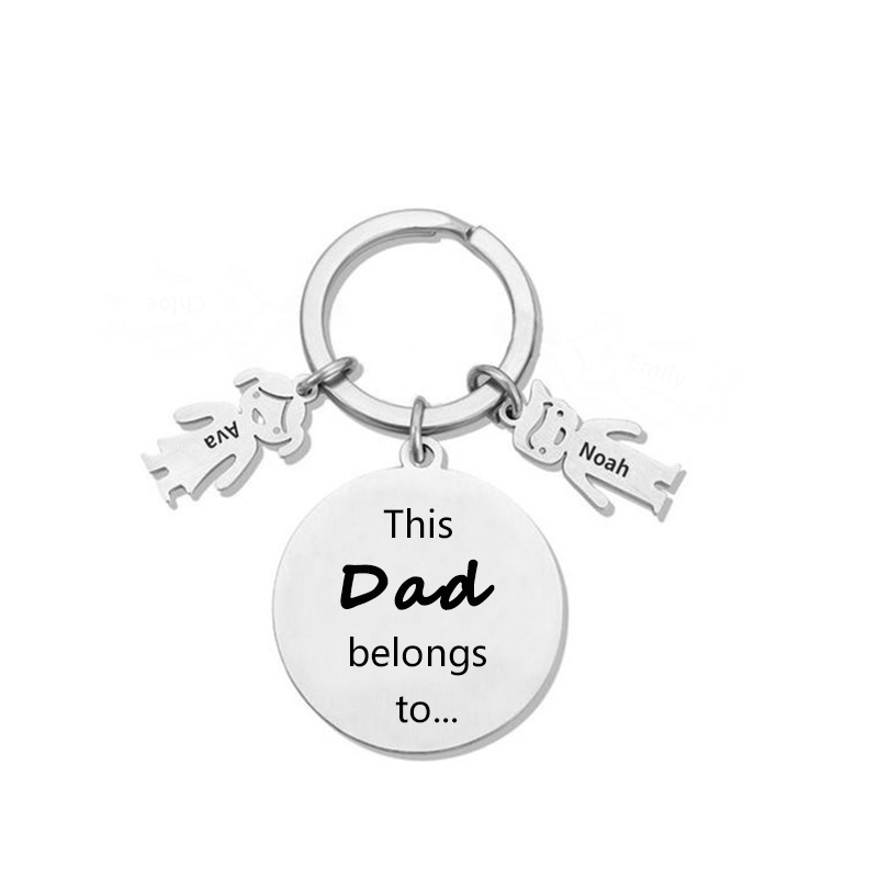 2 Names-This Mom Belongs to...Custom Keychain with Name & Text