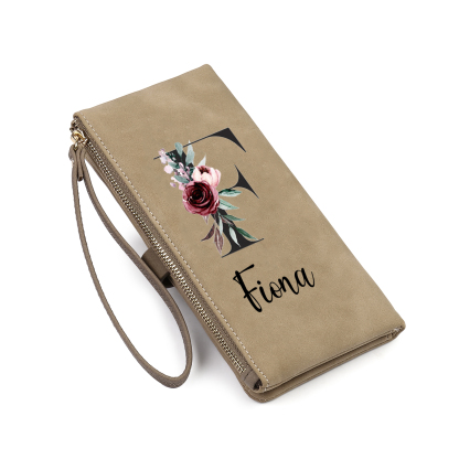 Personalized Exquisite Women'S Wallet Customized Letter And Name Zipper Wallet For Grandma