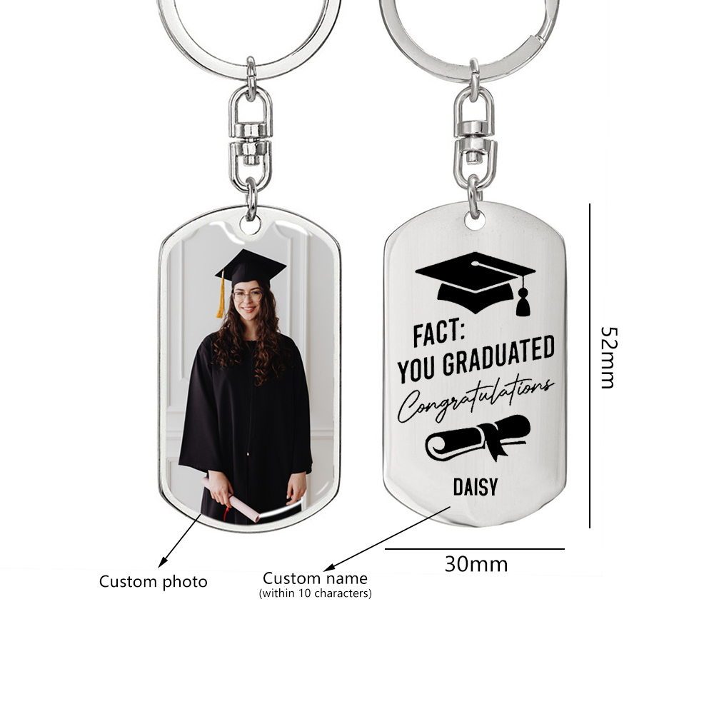 Personalized Photo Keychain 2022 Graduation Gifts-Fact: You Graduated Congratulations