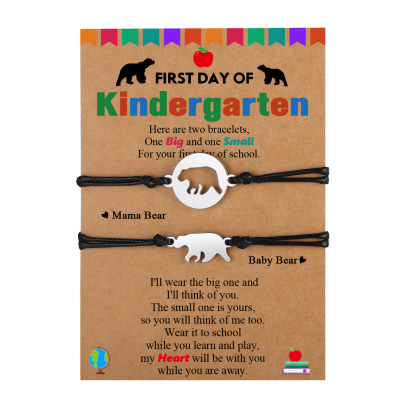 2 Pcs Bear Bracelets Stainless Steel Bear Braided Bracelets Back to Sc