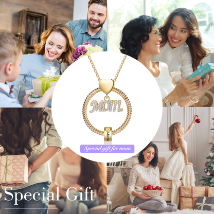 1 Name-Personalized Mom Necklace Set With  Premium Custom Necklace With 1 Birthstones Engraved Names Gift For Mother