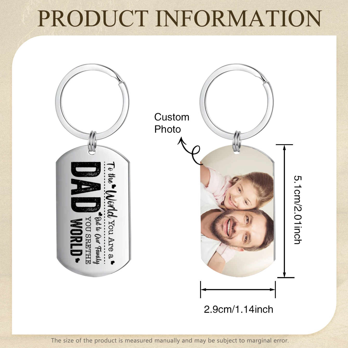 Photo Personalized Leather Wallet Gift Box Set with Keychain Customizable 1 Text and 2 Letter Wallet Gift for Dad