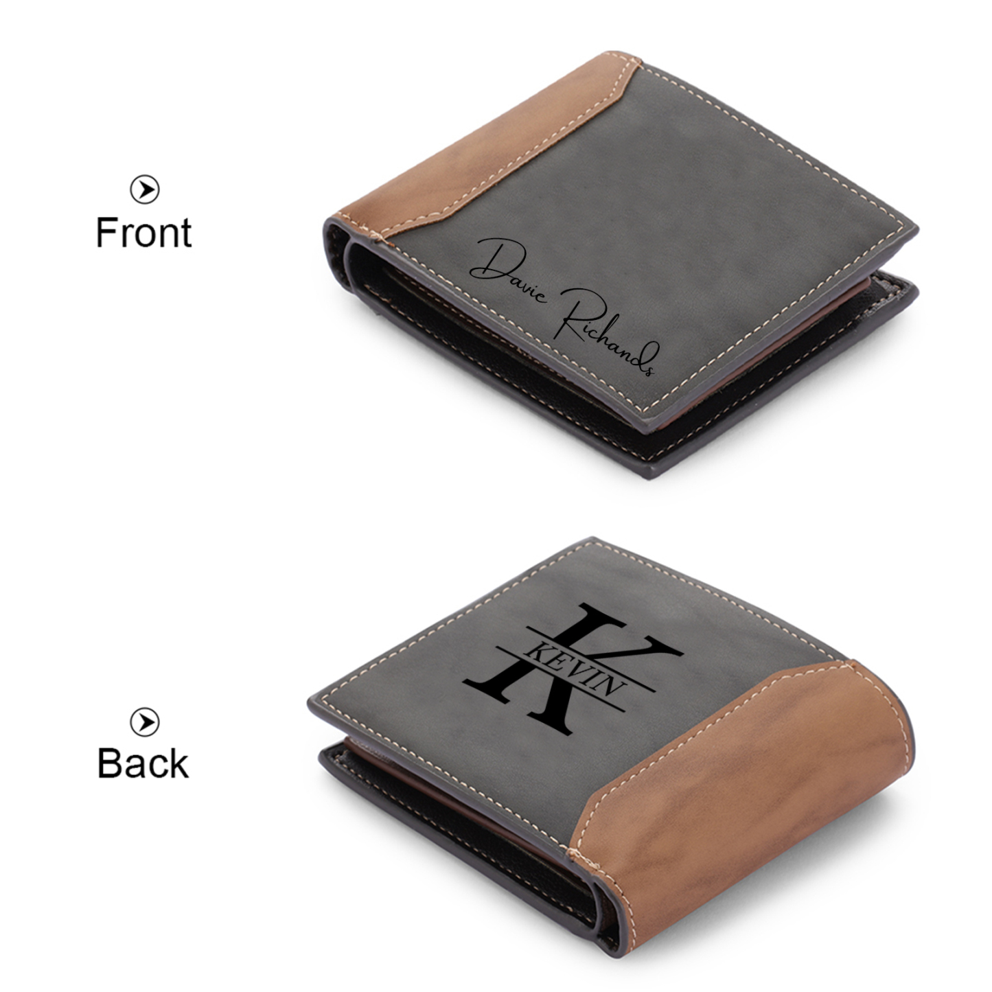 Personalized Leather Wallet Gift Box Set Keychain With Customizable Photo Wallet Customizable Name Letter Gift For Him