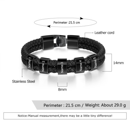 Personalised Gift Set - Custom Wallet & Bracelet with 1 Photo, 1 Letter, and 6 Names, Christmas Gift Box for Him