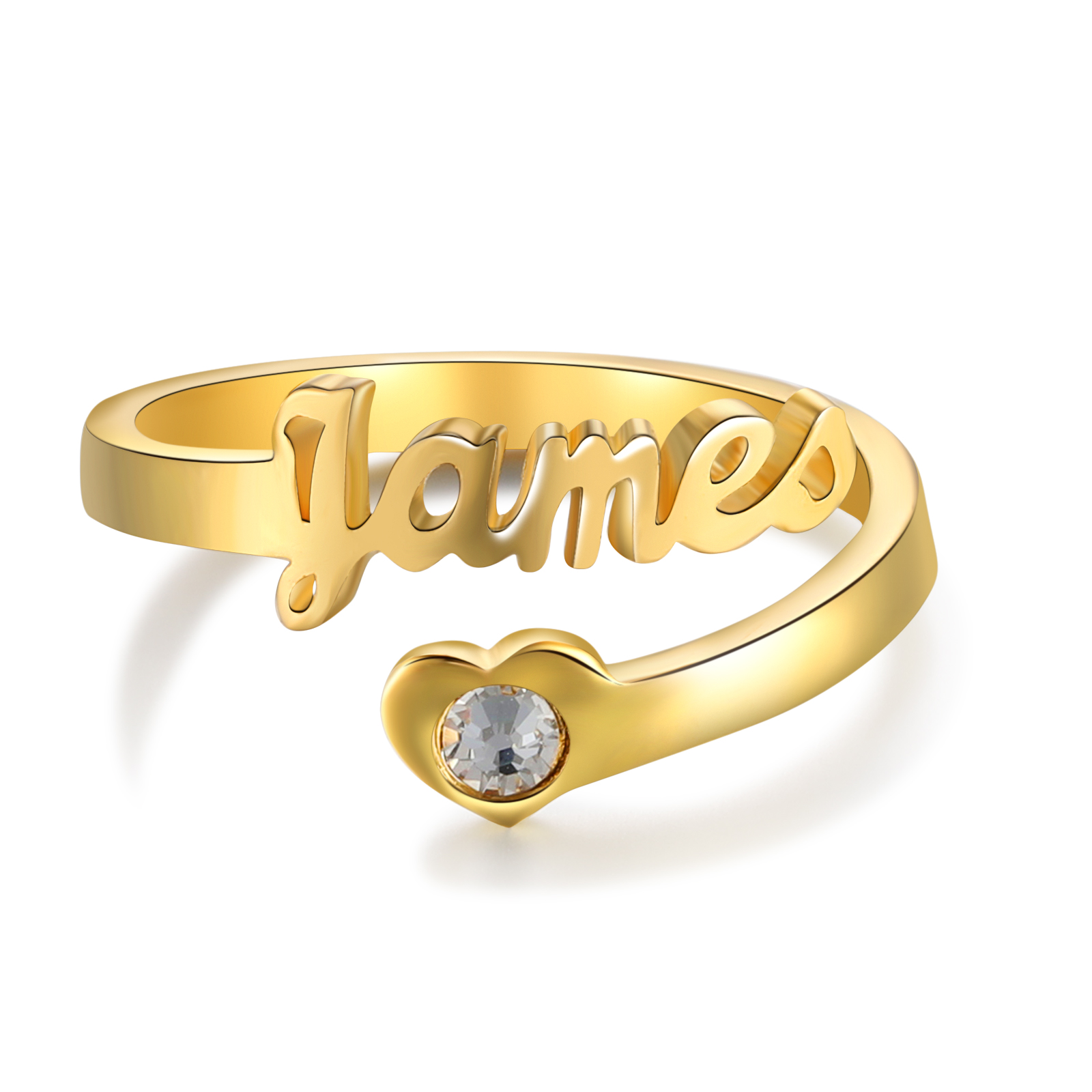 Personalized Heart Ring With Birthstone Custom 1 Name Ring Gifts For Her