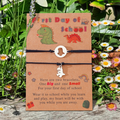 Dinosaur Bracelet-First Day of School Dinosaur Bracelet Set, Adjustable Bracelets Gift With Gift Card For Kids