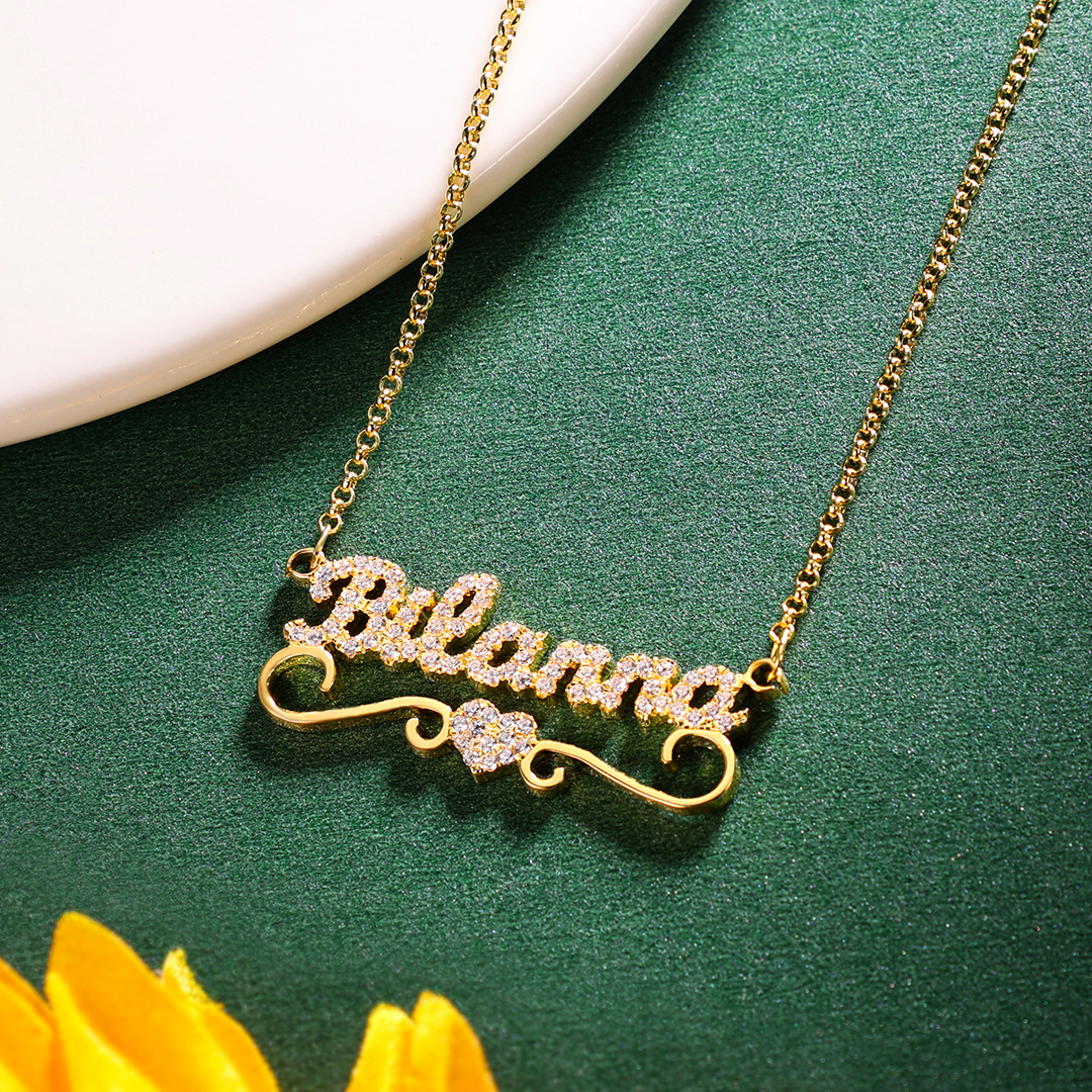 Personalized Heart Necklace Custom 1 Name Necklace Gift For Women