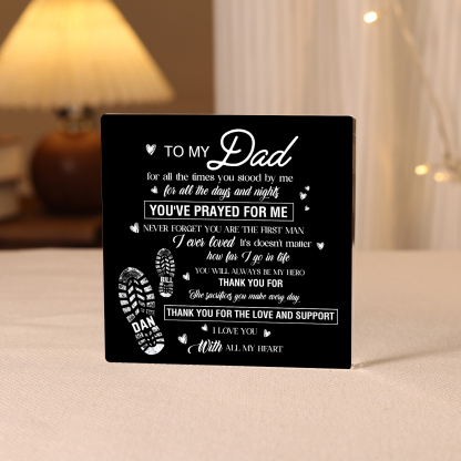 2 Names - Personalized Footprint Pattern Family Acrylic Keepsake Customized Name Acrylic Home Decor Gift for Dad