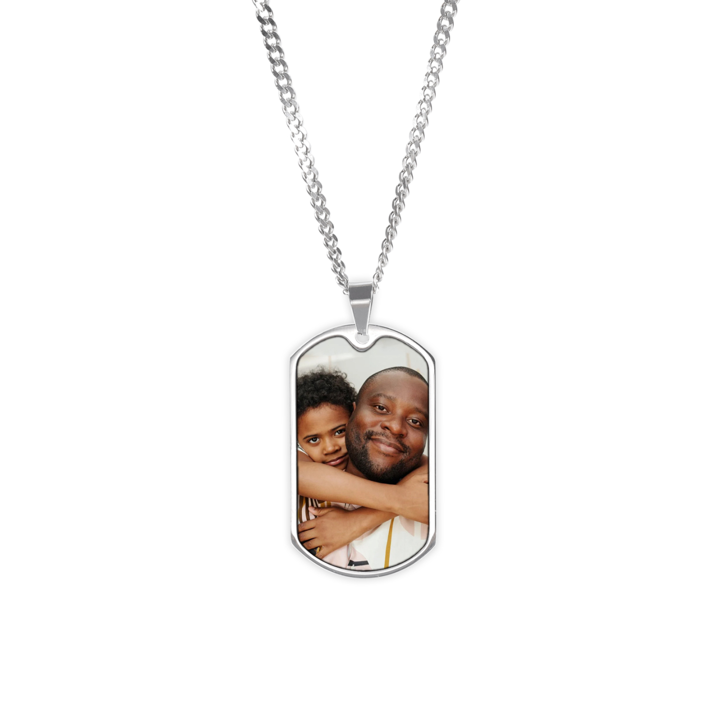 Personalized Photo Necklace Engraved Tag Keyring Gifts for Father-Father and Son