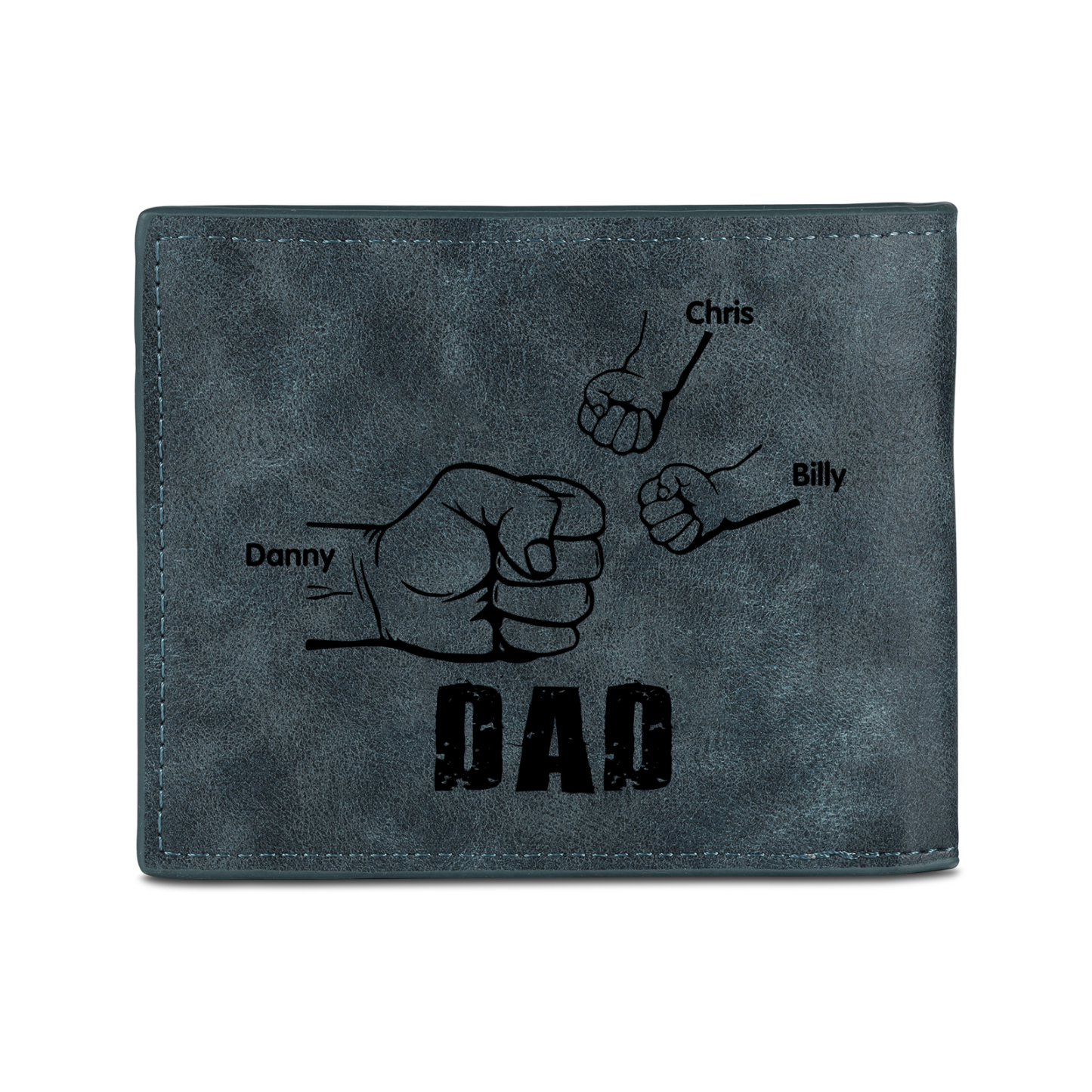 3 Names - Personalized Photo Custom Leather Men's Wallet as a Father's Day Gift for Dad