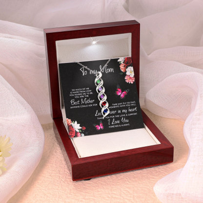 3 Names-Customized Necklace Cascading Pendant with 1-10 Birthstones Engraving 3 Names Gifts for Her