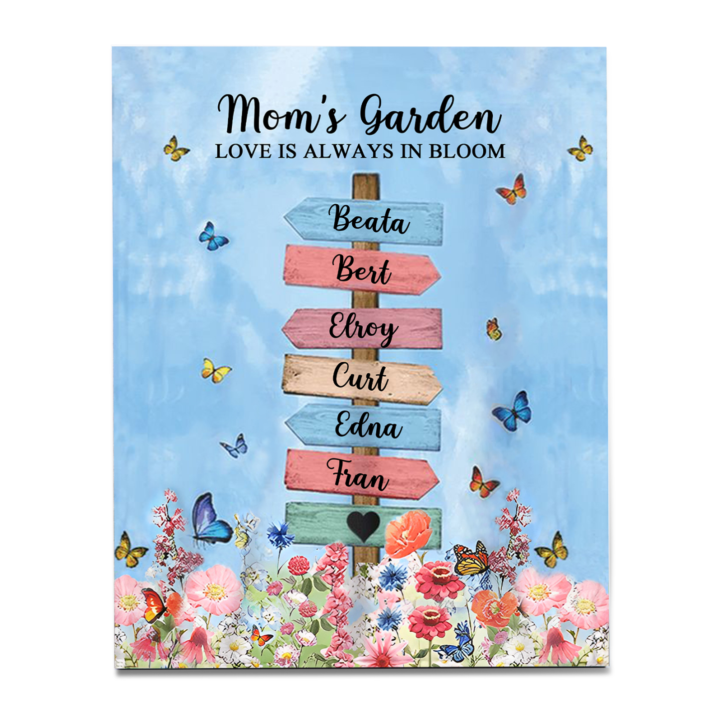 6 Names - Personalized Cute Elephant Style Home Frame Wooden Ornament with Customizable Text for Mom