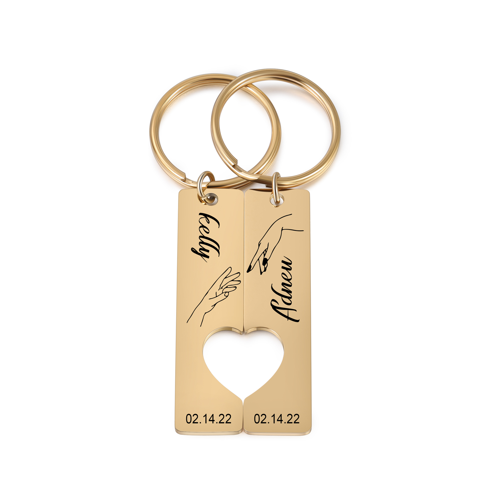Personalized Promise Couple Keychain Set Engrave Name Heart Matching Couple Gifts