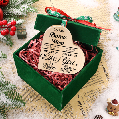 To My Bonus Mom Wooden Heart Candle Holder "Life has given me the gift of you"