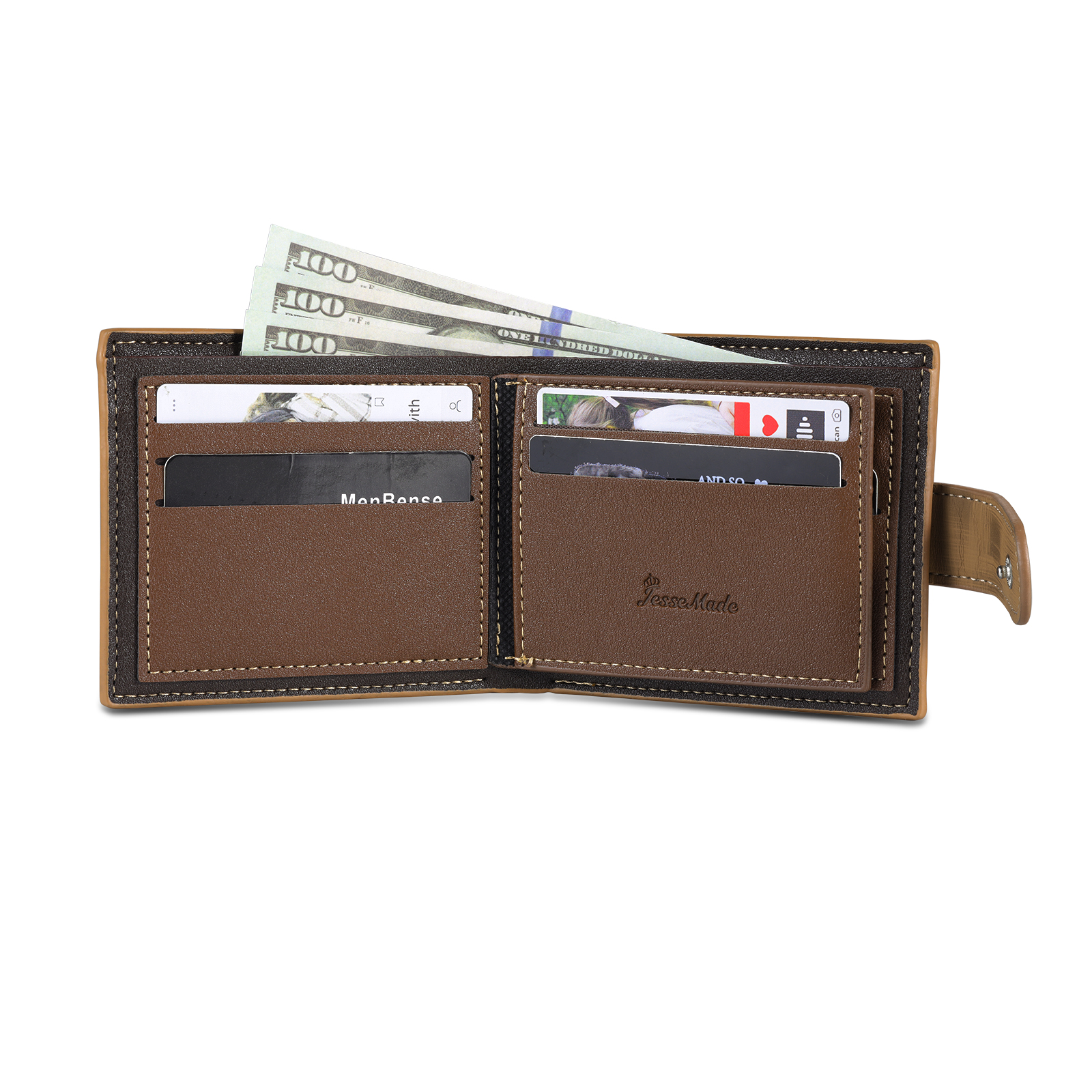 Personalized Name Leather Men's Buckle Wallet With Card Slot Engraved Letter And Photo Gift For Him